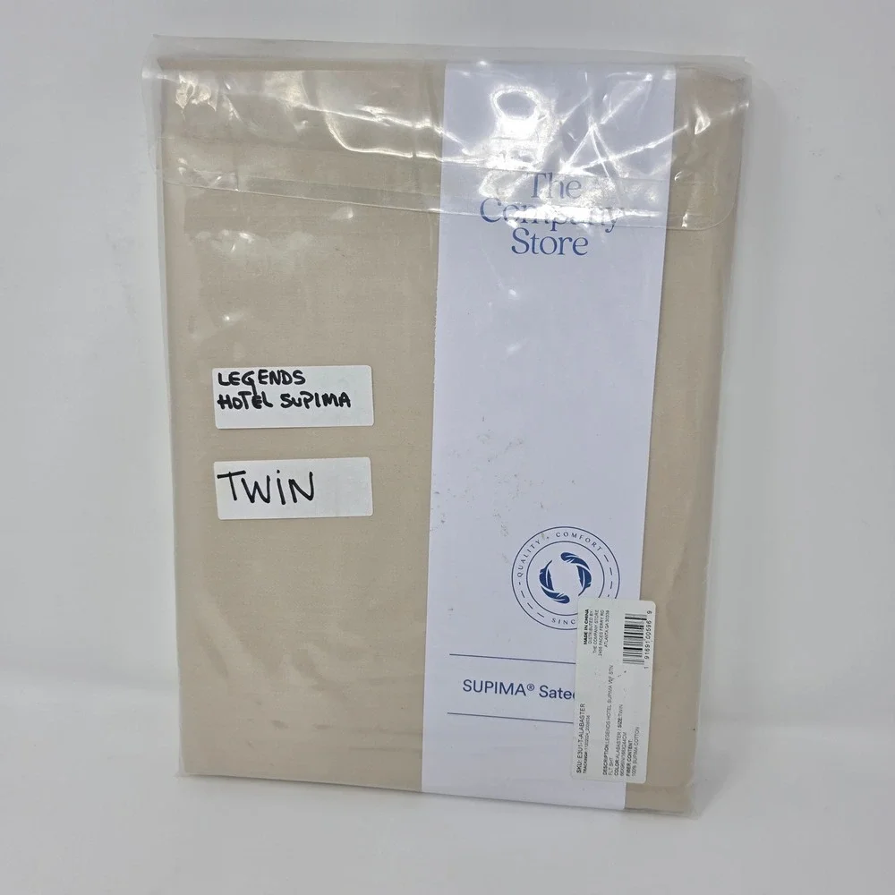 The Company Store Legends Hotel Supima Cotton Sateen Flat Sheet Twin Alabaster